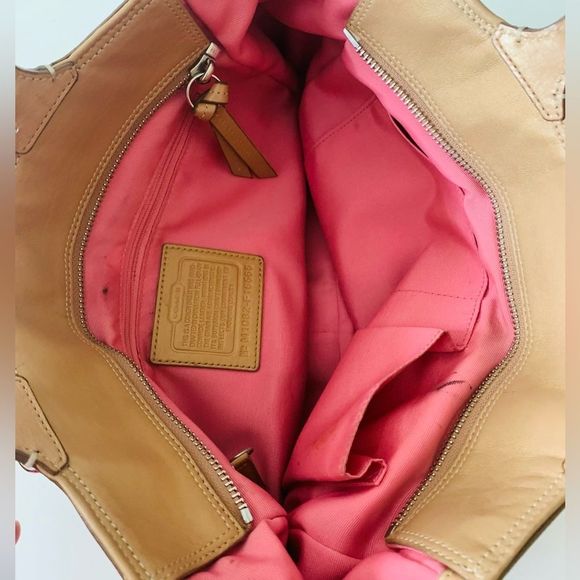 Coach Leather East West Gallery Tote Bag Top Zip British Tan Neutral Minimalist - Picture 11 of 14